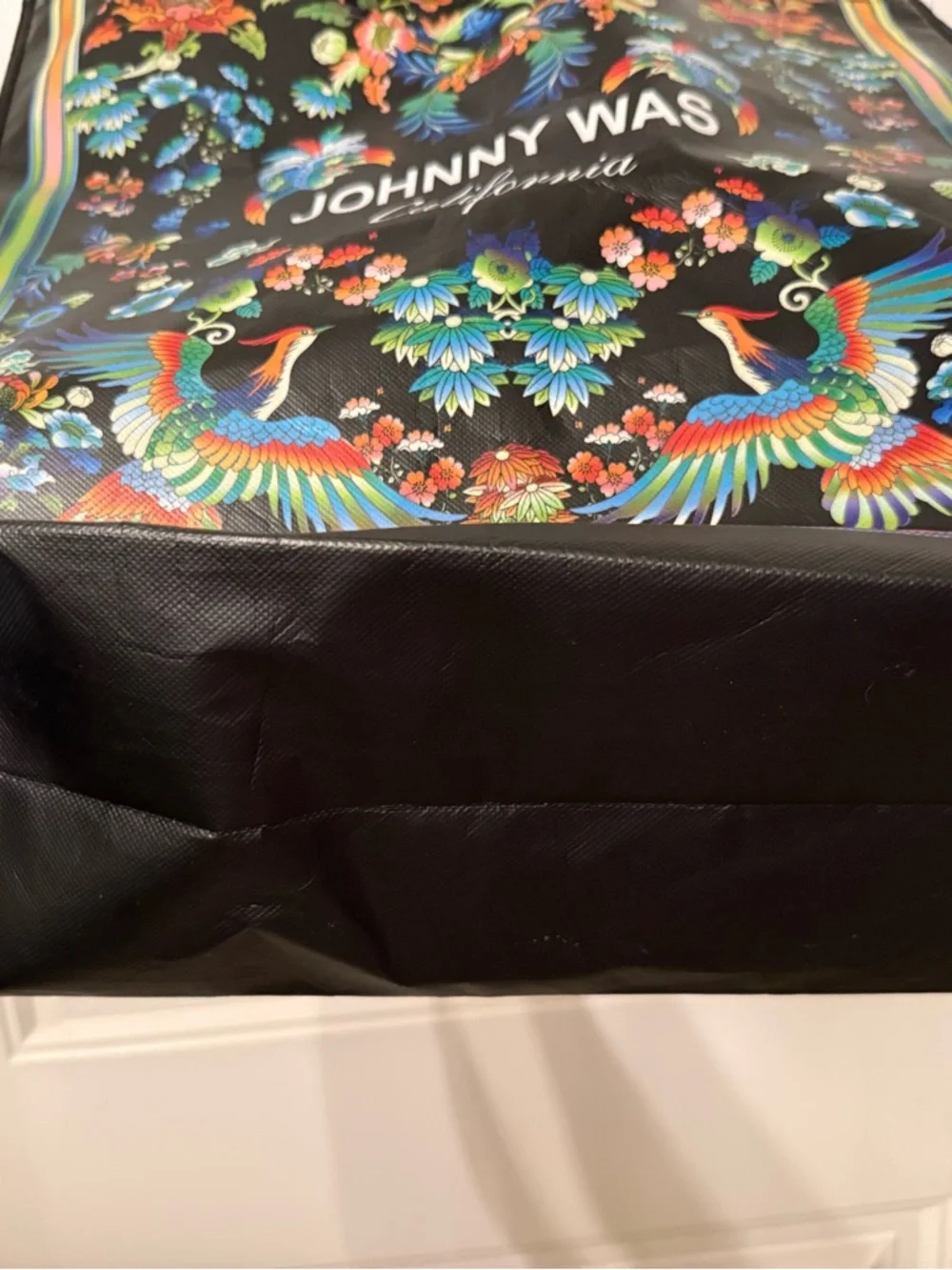 Johnny Was California Black Floral reusable shopping tote